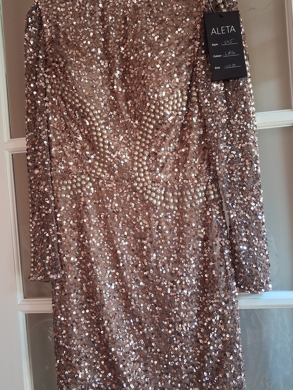 Rose Gold Sequin Long Sleeve Dress